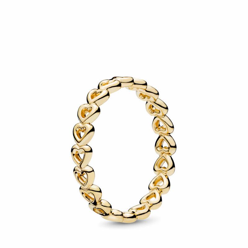 Pandora Shine™ Linked Love Stackable Ring Ireland - 18ct Gold Plated - 452863CKB